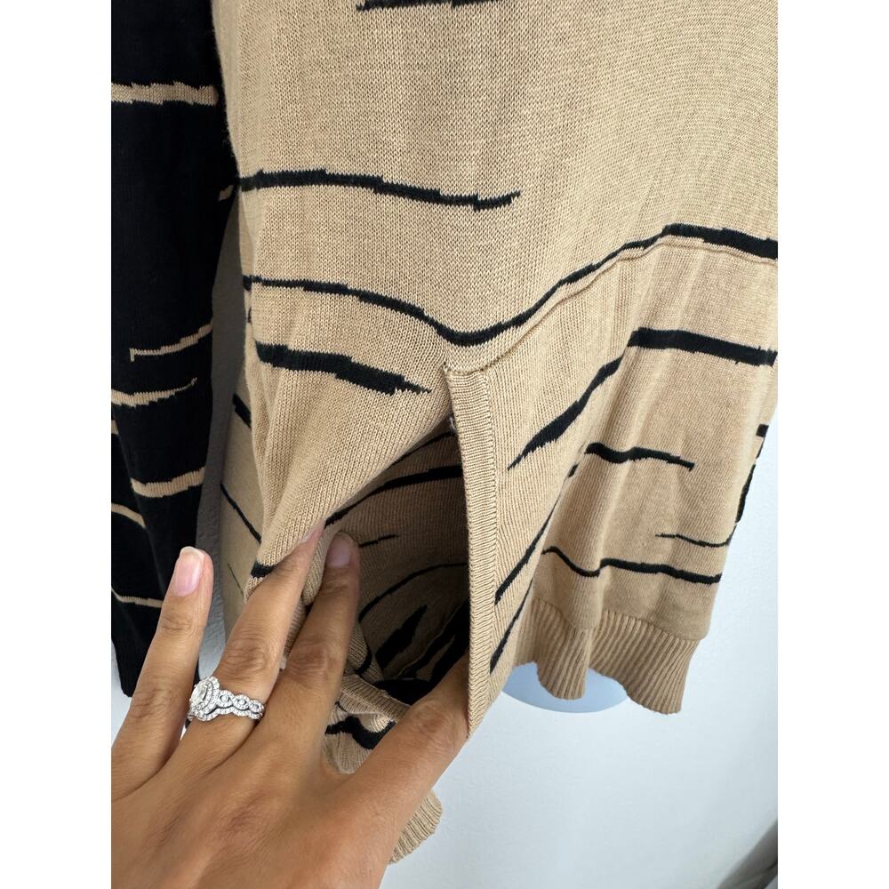 Belle by Belldini Hooded Camel Black Stripe Knit Sweater NWT Size Small - Picture 4 of 9